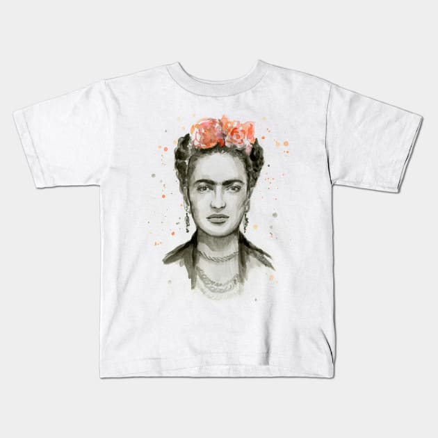 Frida Kahlo Portrait Kids T-Shirt by Olechka